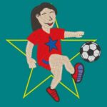 footballeuse et footballeur motif de broderie machine