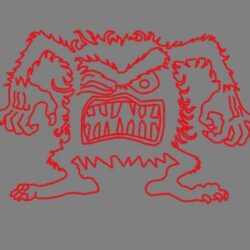 mauvais poil motif de broderie machine d'un monstre poilu et énervé