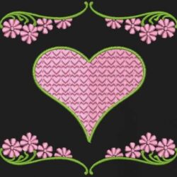 cœurs et fleurs motif de broderie machine