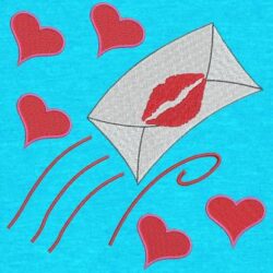 Motif de broderie machine d'une lettre d'amour
