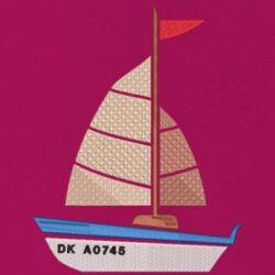 Motif de broderie machine mon petit voilier , joli bateau de plaisance