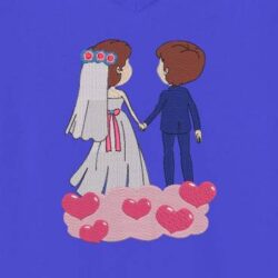 Motif de broderie machine "sur un petit nuage" qui représente un couple