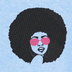 Motif de broderie machine d'une femme afro rétro vintage 1.