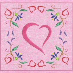 Motif de broderie machine cadre arabesque cœur.