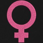 motif de broderie machine symbole, logo féminin ou femelle.