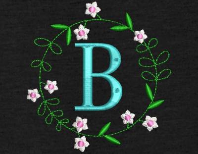 Design1 couronne de fleurs monogramme B – Image 1