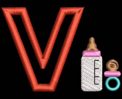 Design2 Motif de broderie machine alphabébé V. Alphabet bébé avec un biberon et une sucette ou tétine. Hauteur: 5 cm . cadre: 10 x 10 Formats des fichiers dans votre téléchargement PES,CSD,EXP,HUS,SHV,VIP,XXX,DST,PCS,VP3,EMB,JEF… Téléchargement immédiat après votre paiement et aussi disponible dans votre compte.