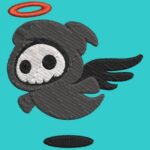 Ange noir tête de mort