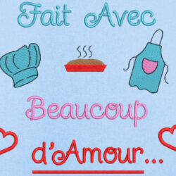 Motif de broderie machine Fait avec beaucoup d'amour. Dimensions:    10 x 10 / 13 x 18 / 16 x 26 / 20 x 20 / 20 x 30  cm . Formats des fichiers dans votre téléchargement  PES,CSD,EXP,HUS,SHV,VIP,XXX,DST,PCS,VP3,EMB,JEF… Téléchargement immédiat après votre paiement et aussi disponible dans votre compte. Après avoir téléchargé le dossier vous devez le dézipper pour récupérer le fichier compatible avec votre machine. N’hésitez pas à nous demander le  format de fichier de broderie compatible avec votre machine si il ne figure pas dans la liste ci dessus. Merci.