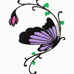 broderie de papillon en dentelle avec tige de fleur