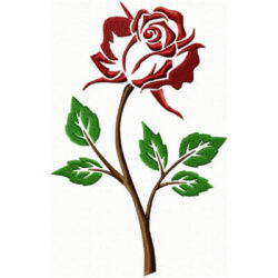 rose sur tige avec feuilles broderie florale pour machine
