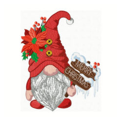 broderie de gnome joyeux habillé en Père-Noël, broderie de Noël, broderie machine