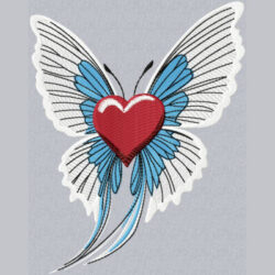 broderie de coeur avec des ailes de papillons, broderie machine de la St-Valentin, broderie d'ange