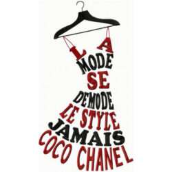 Broderie de robe excentrique Chanel avec dicton de mode, Broderie machine pour accessoires mode