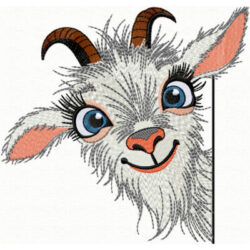 Broderie de chèvre qui fait coucou, broderie machine d'animal espiègle, broderie drôle